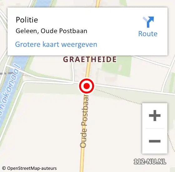 Locatie op kaart van de 112 melding: Politie Geleen, Oude Postbaan op 27 juli 2024 11:16