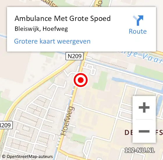 Locatie op kaart van de 112 melding: Ambulance Met Grote Spoed Naar Bleiswijk, Hoefweg op 27 juli 2024 11:28