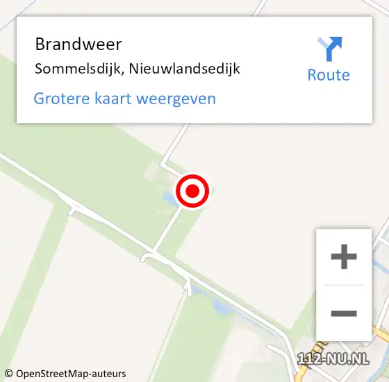 Locatie op kaart van de 112 melding: Brandweer Sommelsdijk, Nieuwlandsedijk op 27 juli 2024 11:42