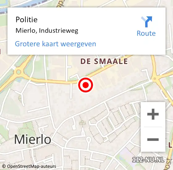 Locatie op kaart van de 112 melding: Politie Mierlo, Industrieweg op 27 juli 2024 11:54