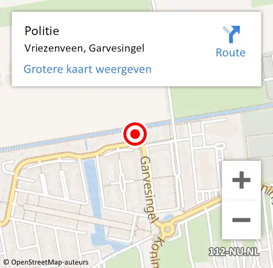 Locatie op kaart van de 112 melding: Politie Vriezenveen, Garvesingel op 27 juli 2024 11:56