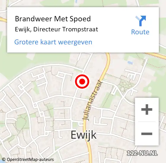 Locatie op kaart van de 112 melding: Brandweer Met Spoed Naar Ewijk, Directeur Trompstraat op 27 juli 2024 12:10