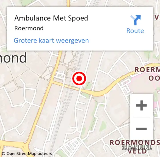 Locatie op kaart van de 112 melding: Ambulance Met Spoed Naar Roermond op 27 juli 2024 12:16