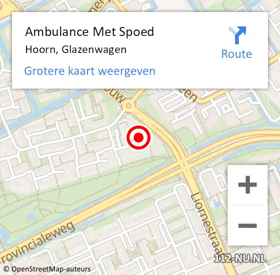 Locatie op kaart van de 112 melding: Ambulance Met Spoed Naar Hoorn, Glazenwagen op 27 juli 2024 12:22