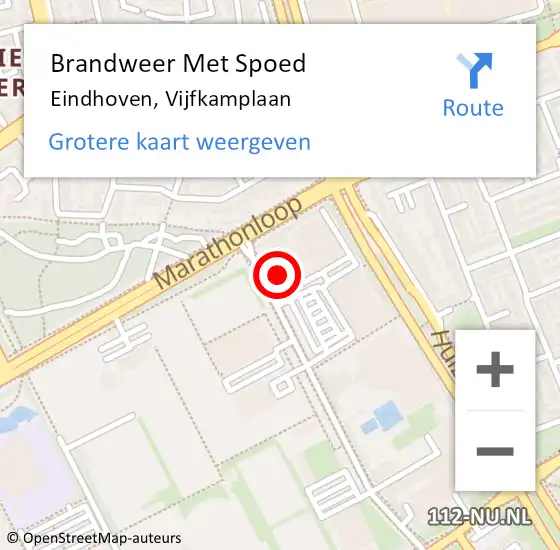 Locatie op kaart van de 112 melding: Brandweer Met Spoed Naar Eindhoven, Vijfkamplaan op 27 juli 2024 12:27