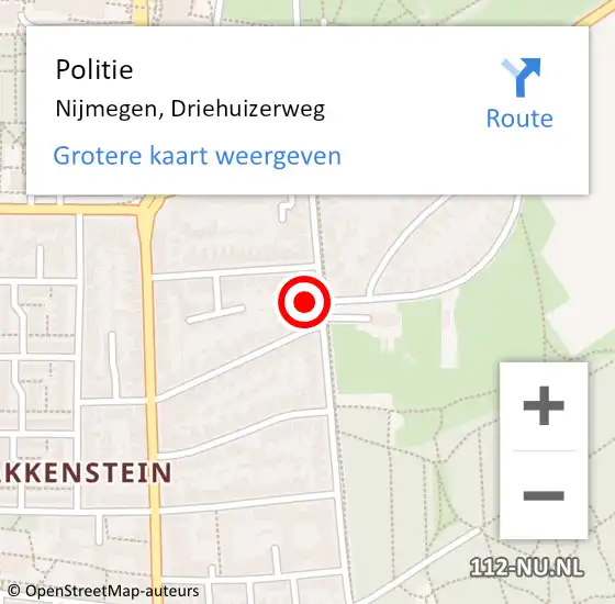 Locatie op kaart van de 112 melding: Politie Nijmegen, Driehuizerweg op 27 juli 2024 12:28