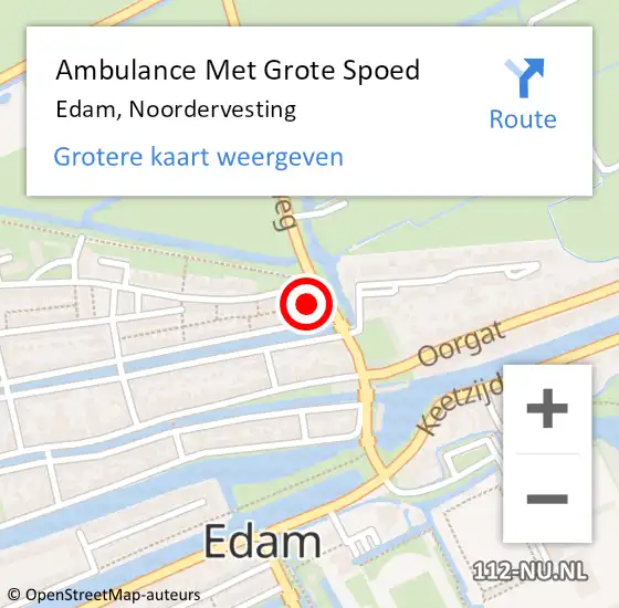 Locatie op kaart van de 112 melding: Ambulance Met Grote Spoed Naar Edam, Noordervesting op 27 juli 2024 12:54