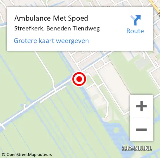 Locatie op kaart van de 112 melding: Ambulance Met Spoed Naar Streefkerk, Beneden Tiendweg op 27 juli 2024 12:57