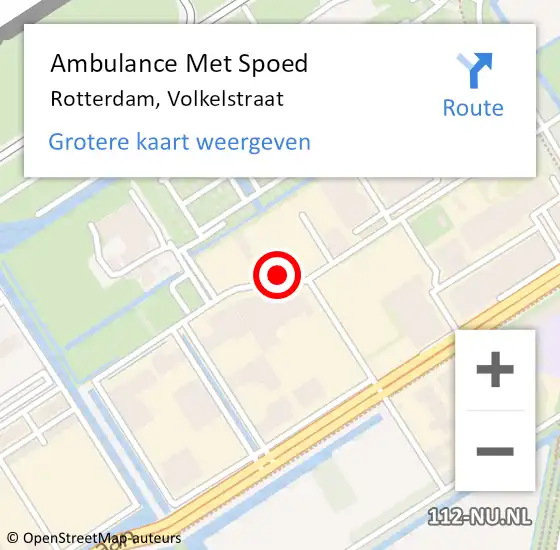 Locatie op kaart van de 112 melding: Ambulance Met Spoed Naar Rotterdam, Volkelstraat op 27 juli 2024 13:00