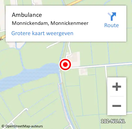 Locatie op kaart van de 112 melding: Ambulance Monnickendam, Monnickenmeer op 27 juli 2024 13:02