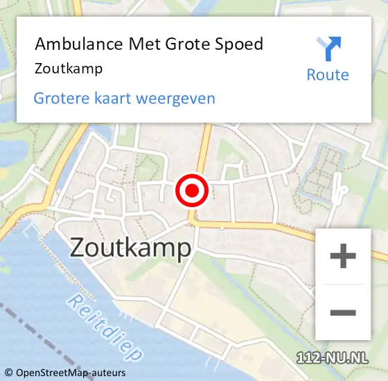 Locatie op kaart van de 112 melding: Ambulance Met Grote Spoed Naar Zoutkamp op 27 juli 2024 13:05