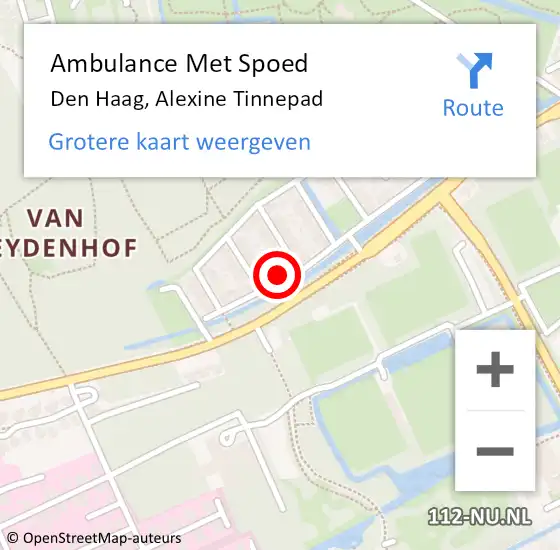 Locatie op kaart van de 112 melding: Ambulance Met Spoed Naar Den Haag, Alexine Tinnepad op 27 juli 2024 13:10