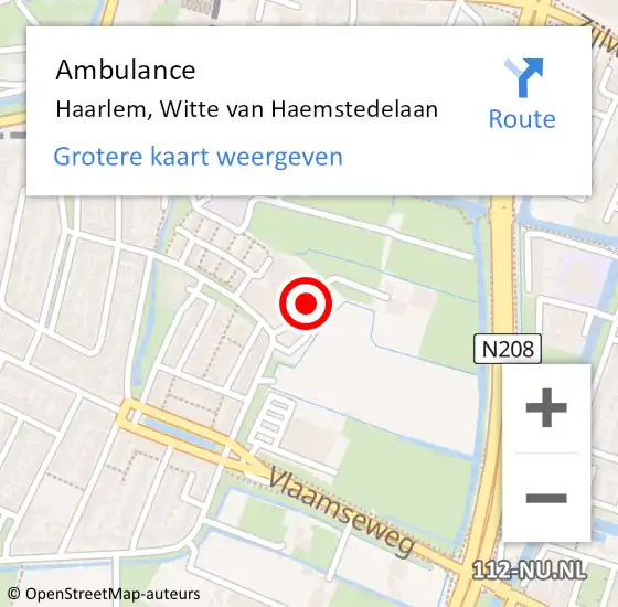 Locatie op kaart van de 112 melding: Ambulance Haarlem, Witte van Haemstedelaan op 27 juli 2024 13:10