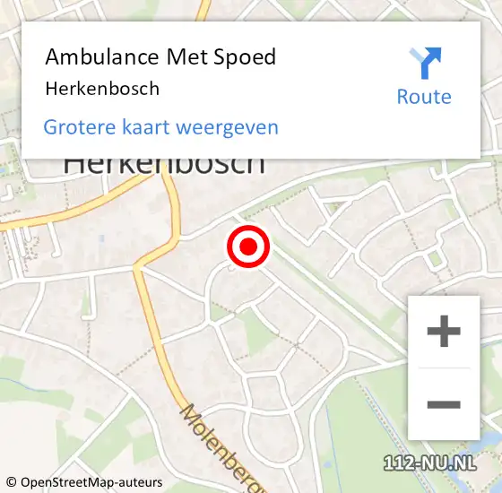 Locatie op kaart van de 112 melding: Ambulance Met Spoed Naar Herkenbosch op 27 juli 2024 13:24