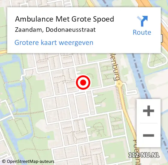 Locatie op kaart van de 112 melding: Ambulance Met Grote Spoed Naar Zaandam, Dodonaeusstraat op 27 juli 2024 14:16