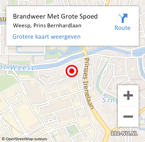 Locatie op kaart van de 112 melding: Brandweer Met Grote Spoed Naar Weesp, Prins Bernhardlaan op 27 juli 2024 14:20