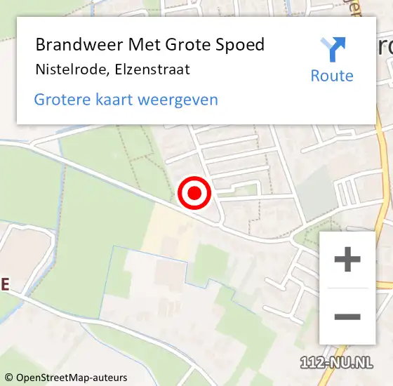 Locatie op kaart van de 112 melding: Brandweer Met Grote Spoed Naar Nistelrode, Elzenstraat op 27 juli 2024 14:27