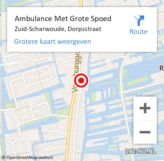 Locatie op kaart van de 112 melding: Ambulance Met Grote Spoed Naar Zuid-Scharwoude, Dorpsstraat op 27 juli 2024 14:32