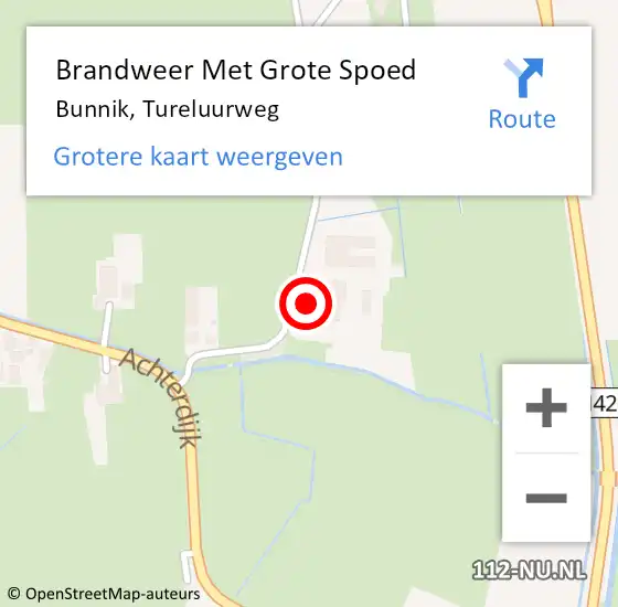 Locatie op kaart van de 112 melding: Brandweer Met Grote Spoed Naar Bunnik, Tureluurweg op 27 juli 2024 14:49