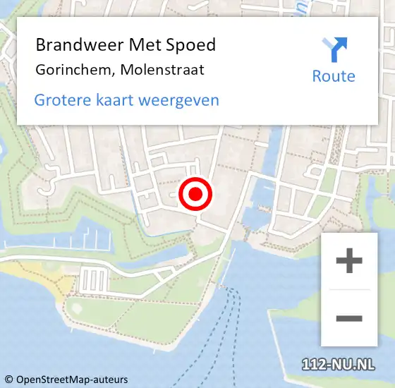 Locatie op kaart van de 112 melding: Brandweer Met Spoed Naar Gorinchem, Molenstraat op 27 juli 2024 14:50