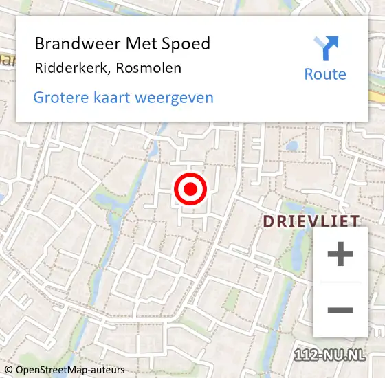 Locatie op kaart van de 112 melding: Brandweer Met Spoed Naar Ridderkerk, Rosmolen op 27 juli 2024 14:54