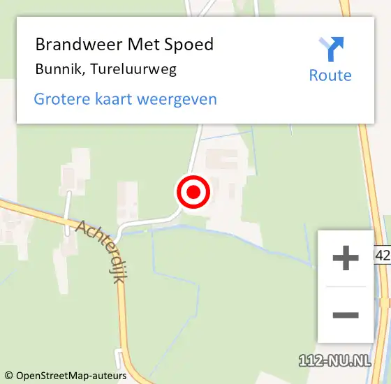 Locatie op kaart van de 112 melding: Brandweer Met Spoed Naar Bunnik, Tureluurweg op 27 juli 2024 15:08