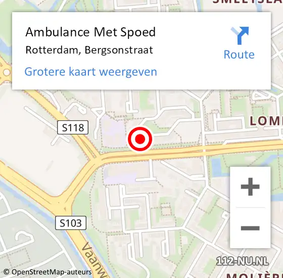 Locatie op kaart van de 112 melding: Ambulance Met Spoed Naar Rotterdam, Bergsonstraat op 27 juli 2024 15:42