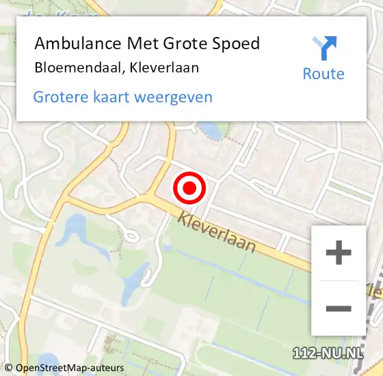 Locatie op kaart van de 112 melding: Ambulance Met Grote Spoed Naar Bloemendaal, Kleverlaan op 27 juli 2024 15:45