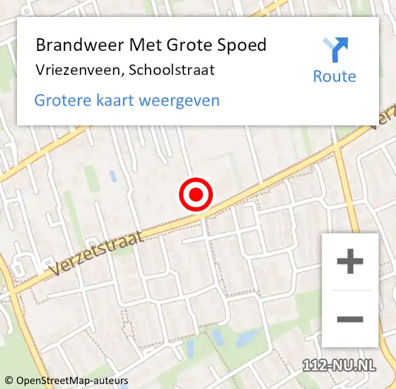 Locatie op kaart van de 112 melding: Brandweer Met Grote Spoed Naar Vriezenveen, Schoolstraat op 14 oktober 2014 14:00