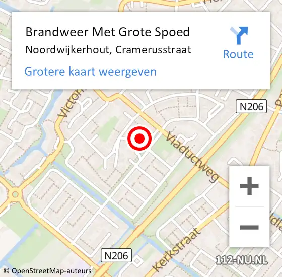 Locatie op kaart van de 112 melding: Brandweer Met Grote Spoed Naar Noordwijkerhout, Cramerusstraat op 27 juli 2024 15:59