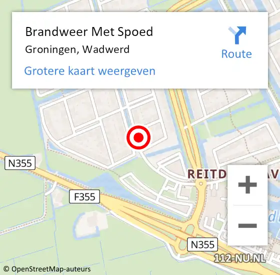 Locatie op kaart van de 112 melding: Brandweer Met Spoed Naar Groningen, Wadwerd op 27 juli 2024 16:24
