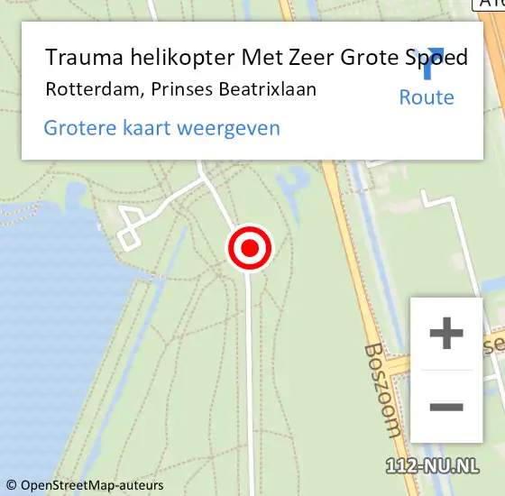 Locatie op kaart van de 112 melding: Trauma helikopter Met Zeer Grote Spoed Naar Rotterdam, Prinses Beatrixlaan op 27 juli 2024 16:25