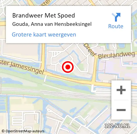 Locatie op kaart van de 112 melding: Brandweer Met Spoed Naar Gouda, Anna van Hensbeeksingel op 27 juli 2024 16:40