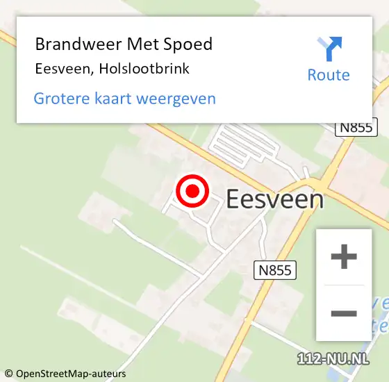 Locatie op kaart van de 112 melding: Brandweer Met Spoed Naar Eesveen, Holslootbrink op 27 juli 2024 17:00