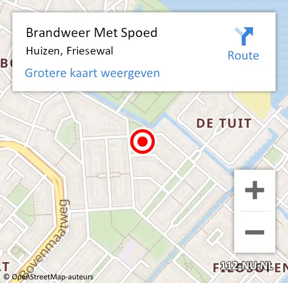 Locatie op kaart van de 112 melding: Brandweer Met Spoed Naar Huizen, Friesewal op 27 juli 2024 17:04