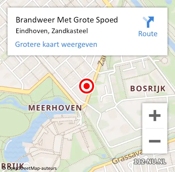 Locatie op kaart van de 112 melding: Brandweer Met Grote Spoed Naar Eindhoven, Zandkasteel op 27 juli 2024 17:21