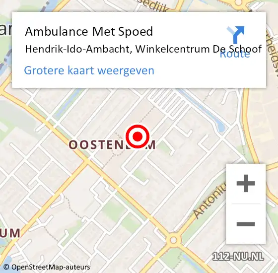 Locatie op kaart van de 112 melding: Ambulance Met Spoed Naar Hendrik-Ido-Ambacht, Winkelcentrum De Schoof op 27 juli 2024 17:23