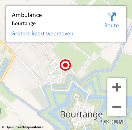 Locatie op kaart van de 112 melding: Ambulance Bourtange op 27 juli 2024 17:29