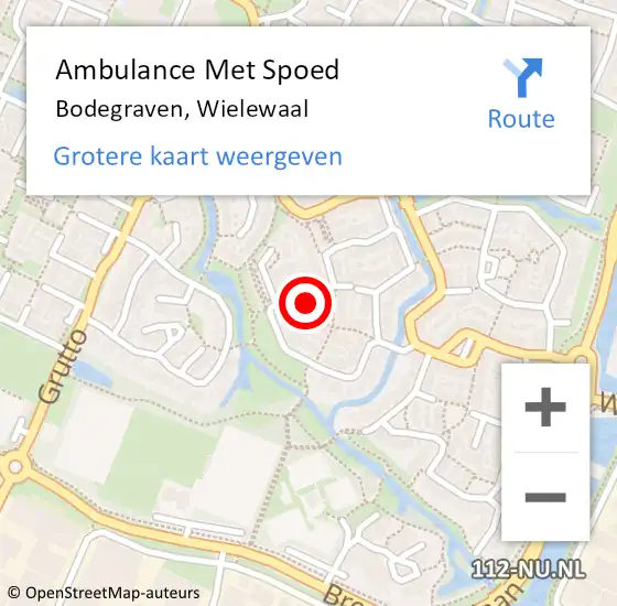 Locatie op kaart van de 112 melding: Ambulance Met Spoed Naar Bodegraven, Wielewaal op 27 juli 2024 17:34