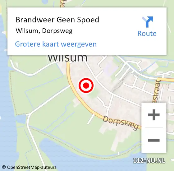 Locatie op kaart van de 112 melding: Brandweer Geen Spoed Naar Wilsum, Dorpsweg op 27 juli 2024 17:46