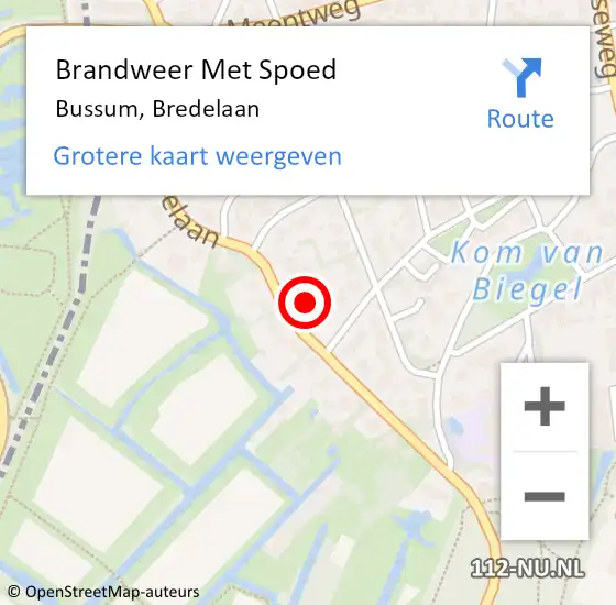 Locatie op kaart van de 112 melding: Brandweer Met Spoed Naar Bussum, Bredelaan op 27 juli 2024 17:53