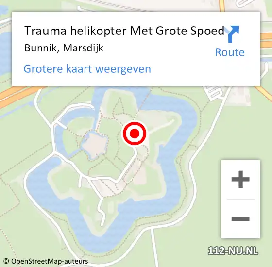 Locatie op kaart van de 112 melding: Trauma helikopter Met Grote Spoed Naar Bunnik, Marsdijk op 27 juli 2024 17:56