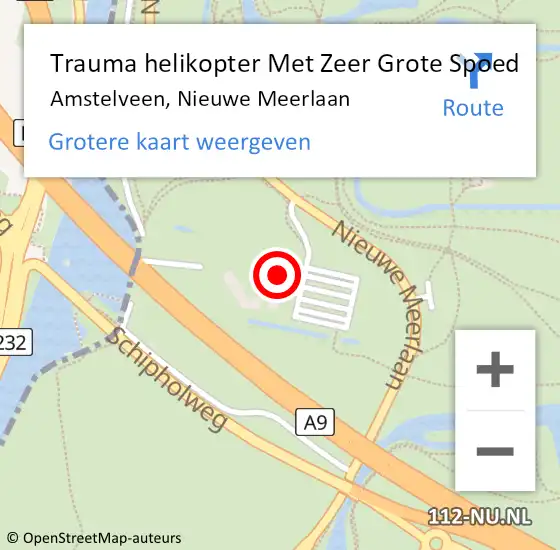 Locatie op kaart van de 112 melding: Trauma helikopter Met Zeer Grote Spoed Naar Amstelveen, Nieuwe Meerlaan op 27 juli 2024 18:09