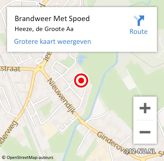 Locatie op kaart van de 112 melding: Brandweer Met Spoed Naar Heeze, de Groote Aa op 27 juli 2024 18:14