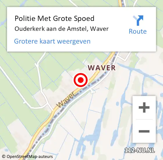 Locatie op kaart van de 112 melding: Politie Met Grote Spoed Naar Ouderkerk aan de Amstel, Waver op 27 juli 2024 18:14