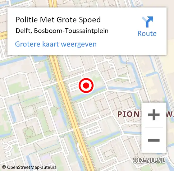 Locatie op kaart van de 112 melding: Politie Met Grote Spoed Naar Delft, Bosboom-Toussaintplein op 27 juli 2024 18:21