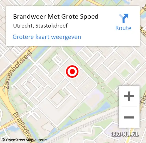 Locatie op kaart van de 112 melding: Brandweer Met Grote Spoed Naar Utrecht, Stastokdreef op 27 juli 2024 18:35