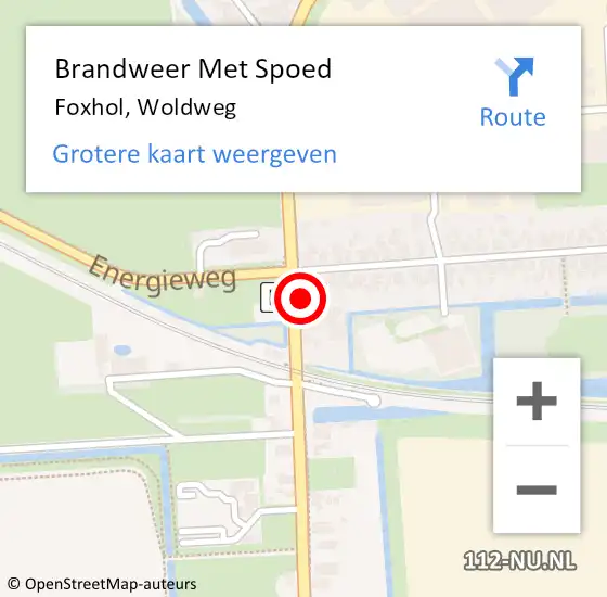 Locatie op kaart van de 112 melding: Brandweer Met Spoed Naar Foxhol, Woldweg op 27 juli 2024 18:49