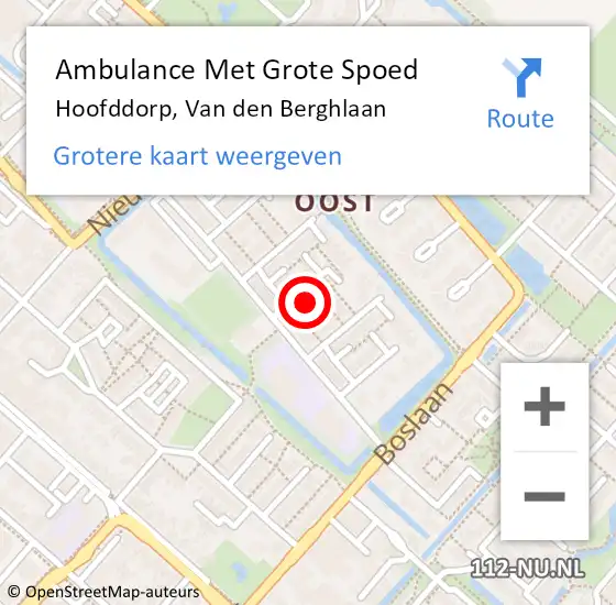 Locatie op kaart van de 112 melding: Ambulance Met Grote Spoed Naar Hoofddorp, Van den Berghlaan op 27 juli 2024 19:00