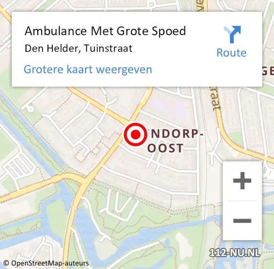 Locatie op kaart van de 112 melding: Ambulance Met Grote Spoed Naar Den Helder, Tuinstraat op 27 juli 2024 19:07